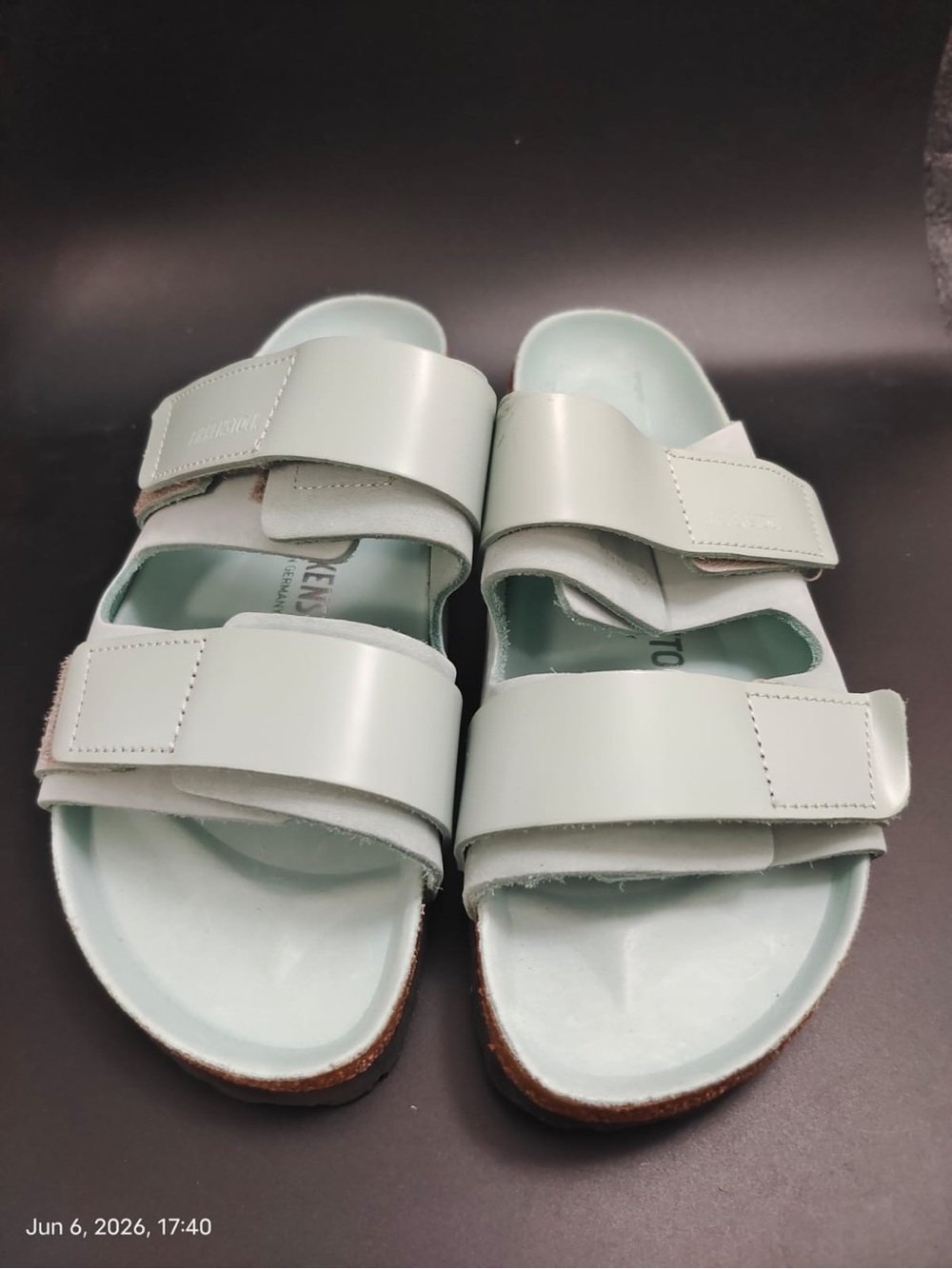 NWOB Birkenstock Uji Nubuck Leather Sandals Mint Green women’s size 11/ men 9